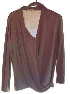 MM LaFleur Draped Wrap-Front Long-Sleeve Top
